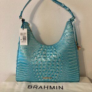 BRAHMIN Tabitha Shoulder Bag Dusty Blue Melbourne Leather